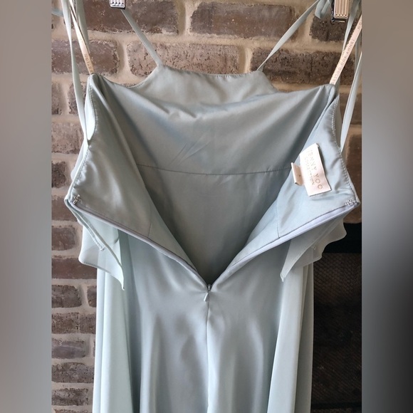 Jenny Yoo Morning Mist Flutter Dress Square Neck 6 Bridesmaid Wedding Knee Lengt - Picture 6 of 12